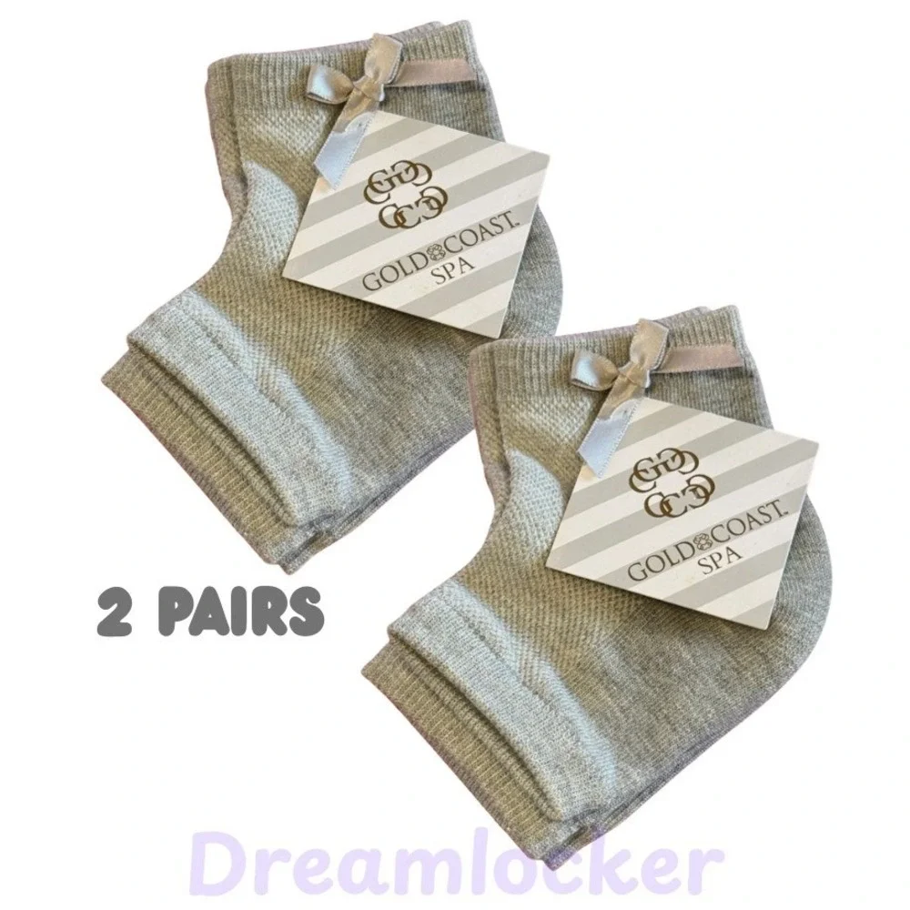 Gold Coast Spa Moisturizing Gel Heel Sleeves 2 Pairs Gray Toeless Spa Socks NWT